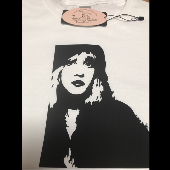 Pamynthia Designs Tops - Stevie Nicks Short Sleeve White Tee